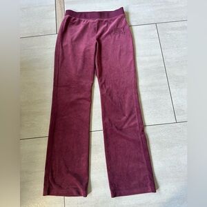 CLASSIC COTTON VELOUR TRACK PANTS in color WINE